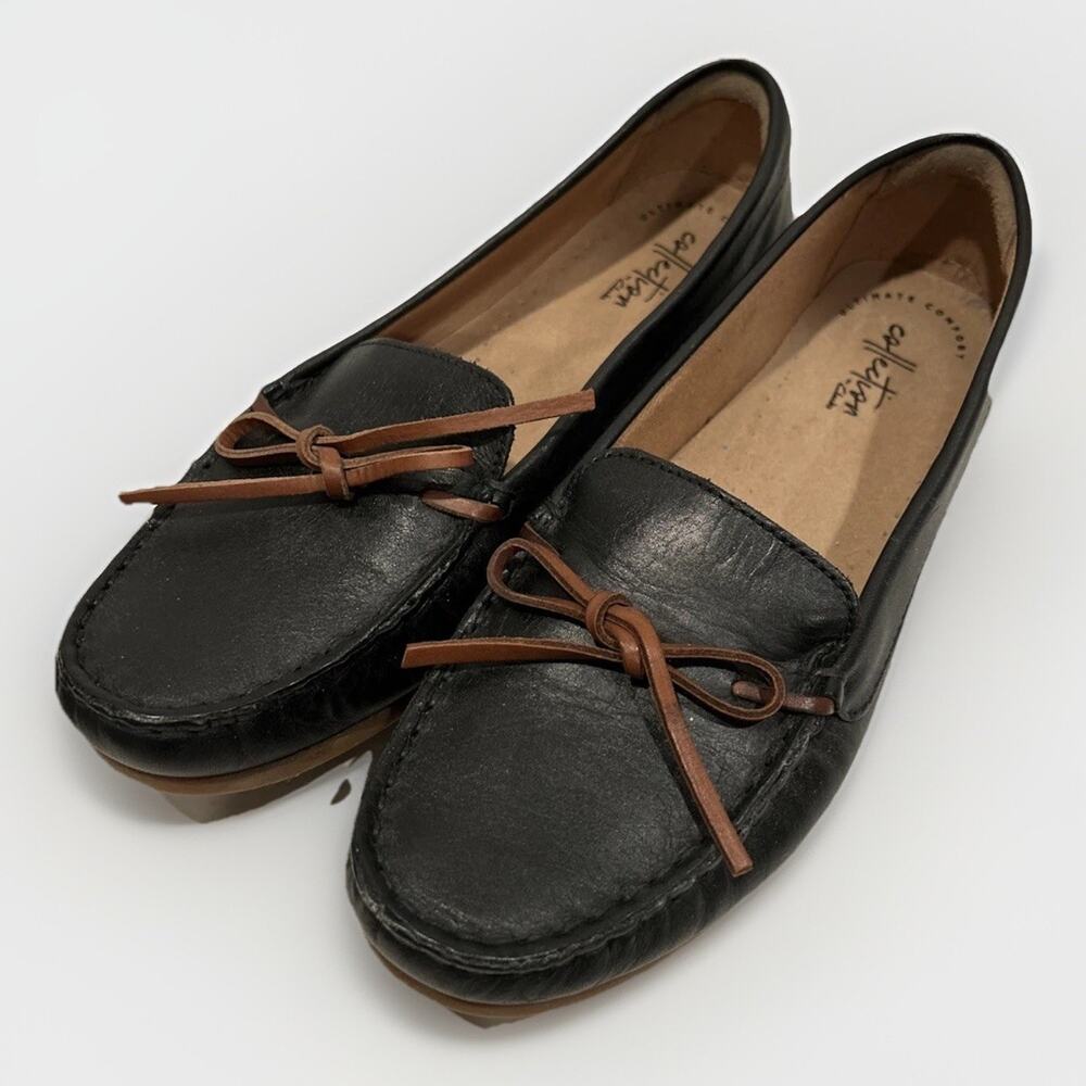 Clarks Collection Ultimate Comfort Women’s Black Leather Driving Shoes Sz 9.5M